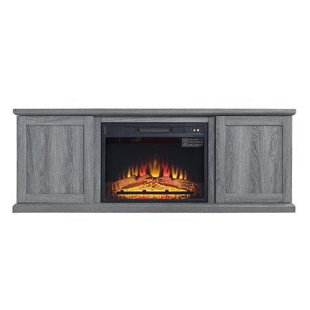 MANHATTAN COMFORT Franklin 60" Fireplace with 2 Doors in Grey FP3-GY